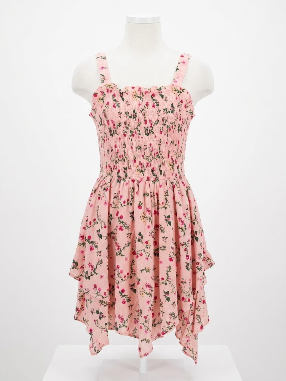 Pink Floral Smocked Sundress for Girls